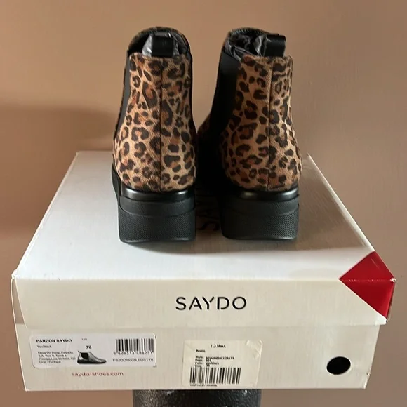 Saydo Leopard Wedge Booties - Picture 5 of 7
